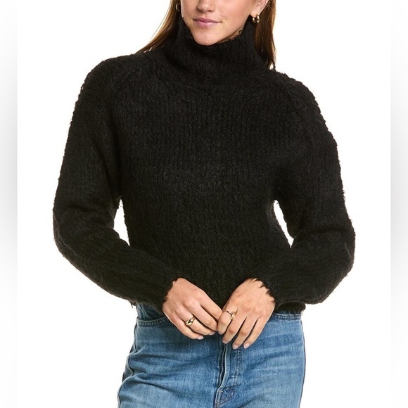 New Rag & Bone Dillion Boucle Knit Turtleneck Sweater Black Alpaca Blend Sz S - Picture 2 of 15